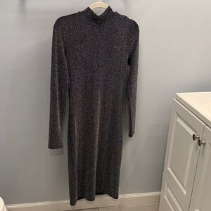 White House Black Market Shimmering Gray Long Sleeve Dress